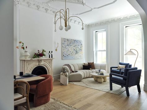 20230628_BrownstoneBoys_21SouthElliot_Livingroom_033 Brownstone Boys, Brooklyn Design, Brooklyn House, Williams Sonoma Home, Burke Decor, Historic Home, Open Floor, Open Floor Plan, White Walls