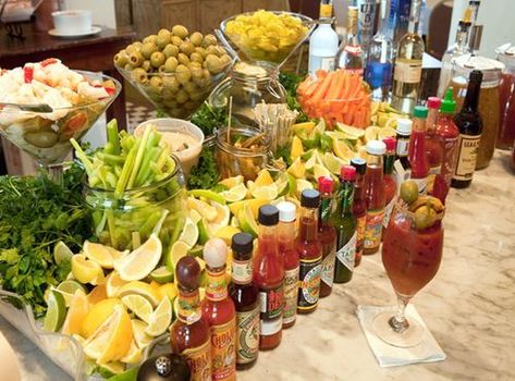 bloody mary bar for wedding reception or next day brunch. Afternoon Party, Different Types Of Food, Reception Food, Wedding Reception Food, Pinterest App, Party Inspo, Brunch Wedding, Brunch Party, Bar Drinks