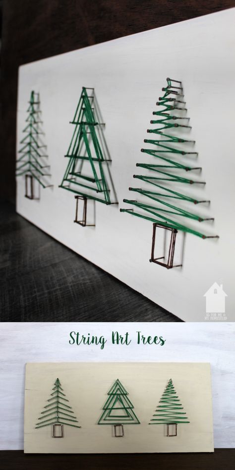 Tree String Art, Deco Christmas, Holiday Deco, Homemade Christmas Decorations, String Art Patterns, String Art Diy, Farmhouse Holiday, Christmas Tree Crafts, Art Tree