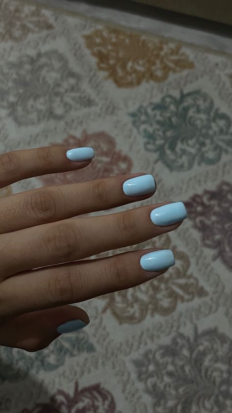 Solid Colour Acrylic Nails, Solid Nail Color Ideas Spring, Pale Blue Nails, Powder Blue Nails, Drippy Nails, Solid Color Acrylic Nails, Pamper Days, Color For Nails, Solid Color Nails