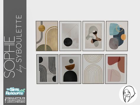 Syboubou's Sophie - Wall art Sims 4 Cc Furniture Decor Paintings, Sims 4 Cc Paintings Decor, Sims 4 Cc Wall Art, Sims 4 Art, Living Room Sims 4, Mod Wall, Sims 4 Piercings, Sims 4 Bedroom, Sims 4 Clutter