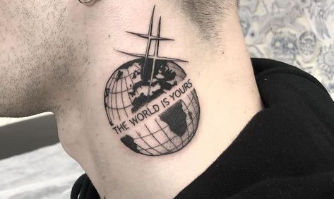 Sister Tattoos For Brother, The World Is Yours Tattoo Men, World In Your Hands Tattoo, The World Is Wide Tattoo, The World Is Your Tattoo, The World Is Yours Tattoo Leg, The World Is Yours Tattoo Forearm, Nobody Tattoo, The World Is Yours Sleeve Tattoo