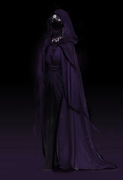 Dark Sorceress Costume, Dark Priestess Character Design, Veil Character Design, Female Cultist, Priestess Character Design, Stark Outfit, Dark Priestess, Veiled Woman, Dungeons And Dragons Characters