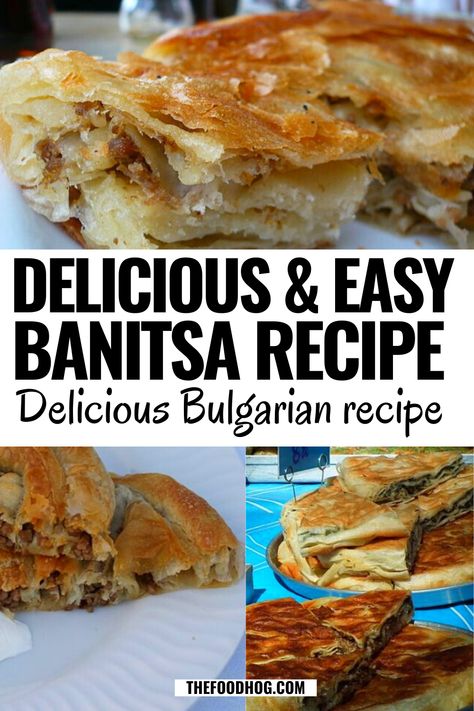 Delicious & Easy Banitsa Recipe: Indulge in a heavenly blend of flaky filo dough and creamy cheese layers, baked to golden perfection. Simple ingredients, straightforward steps. Perfect for breakfast or appetizers. Taste Bulgaria's best in each bite. Impress family and friends with this irresistible Bulgarian delicacy! Banitsa Recipe, Meat Stew Recipes, Food Ideas Indian, Simit Recipe, Meze Platter, Filo Dough, Meat Stew, Filipino Street Food, Food Filipino