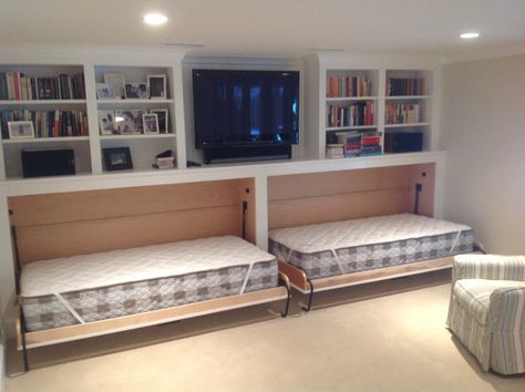 Cape Cod Basement Renovation - Transitional - Basement - Boston - by JW Construction | Houzz Transitional Basement, Basement Decoration, Murphy Bed Ikea, Dream Basement, Game Room Basement, Murphy Bed Plans, Diy Basement, Small Basements, Basement Makeover