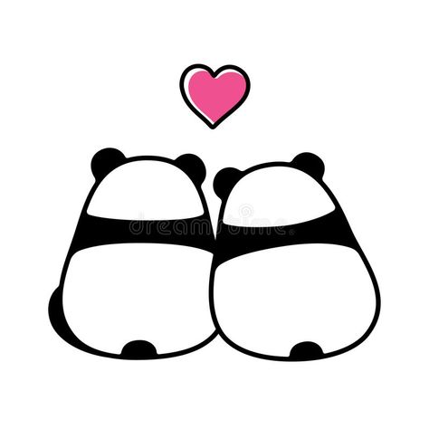 Cute panda couple in love. Simple and minimal cartoon drawing. Back view from be , #SPONSORED, #Simple, #minimal, #cartoon, #love, #Cute #ad Couple Panda Drawing, Cute Black Drawings, Two Pandas Drawing, Panda Pictures Cartoon, Simple Cartoons To Draw, Cute Couple Animals Drawing, Minimal Love Art, Cute Drawings Couples, Panda Drawing Simple