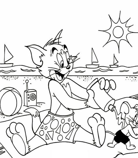 Printable Tom and Jerry Coloring Page For Kids Tom Og Jerry, Tom And Jerry Coloring, Tom A Jerry, Tom And Jerry Drawing, Tom And Jerry Photos, Desenho Tom E Jerry, Tom Und Jerry, Tom And Jerry Pictures, Beach Coloring Pages