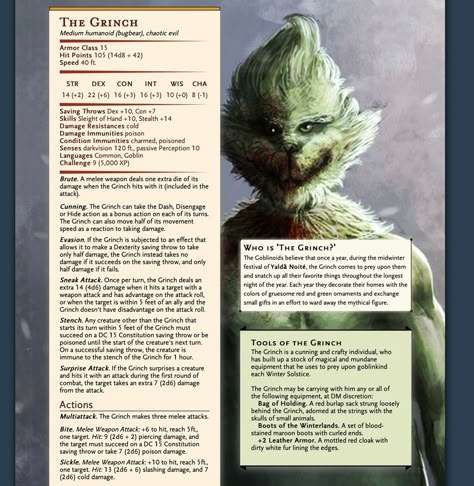 its a little Late, but still a great home-brew Wednesday monster! . . . . . . . . . . . . . . #dnd #dungeonsanddragons #rpg #gamenight… Wednesday Monster, Christmas Dnd, Dnd Christmas, Dnd Enemies, Homebrew Monsters, 5e Monsters, Dnd Stats, Dnd Monster, Dnd Creatures