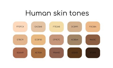 Skin Tones Palette, Skin Tone Chart, Inspirational Reminders, Skin Palette, Human Skin Color, Color Theory Art, Hex Color Palette, Flat Icons Set, Skin Color Palette