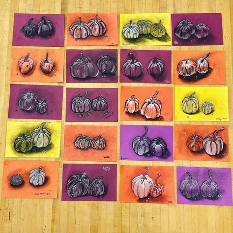 Jennifer Sell on Instagram: "Ok guys… here are the 6th graders results at my charcoal pumpkins. I love them 🥰! I did get the tutorial together for these beauties, the link is in my bio if you were interested! Happy Friday!!!!! #artwork #artclass #artroom #artclassroom #charcoaldrawing #charcoalart #charcoal #drawing #pumpkin #pumpkinart #artteachersofinstagram #artteacher #artteachers #artteachersofig #artteacherlife #arteducation #middleschoolart #artforall #middleschoolartteacher #middleschoo Middle School Pumpkin Art, Fall Value Art Project, Pre K Pumpkin Art, November Art Lessons, October Art Projects, Pumpkin Drawing Art, Pumpkin Art Project, Halloween Art Lessons, Sell On Instagram