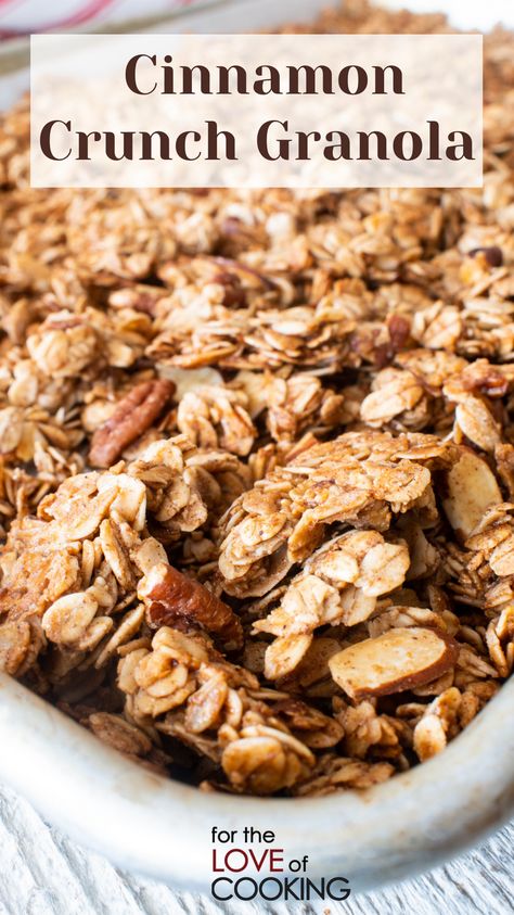 Cinnamon Granola Recipe, Cinnamon Granola, Granola Recipe Homemade, Cinnamon Crunch, Gluten Free Granola, Tasty Breakfast, Granola Healthy, Granola Recipe, Light Snacks