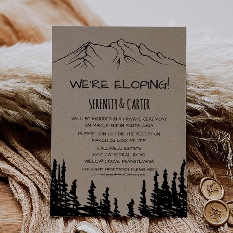 Wedding Invites Rustic, Mountain Wedding Ideas, Nature Wedding Invitations, Elopement Party, Elopement Invitation, Mountain Wedding Invitations, Elopement Reception, Reception Invitation, Wedding Reception Invitations