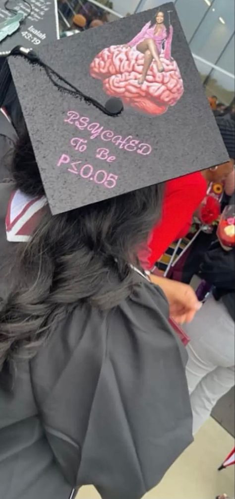 Champagne pink set sparkle graduation pictures college black girl graduation cap psychology statistically significant Bs Psychology Graduation Cap, Psychology Cap Decoration, Psychology Graduation Pictures, Psychology Graduation Cap, Psychology Graduation, Graduation Aesthetic, Personality Psychology, Cap Decoration, Grad Photoshoot