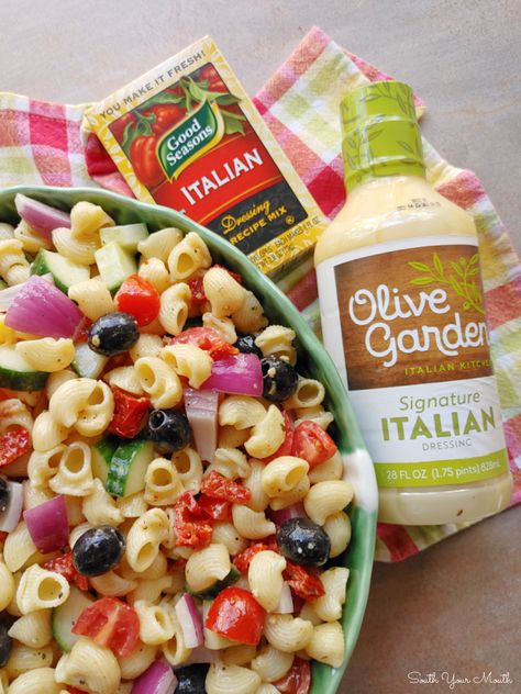 Overnight Pasta Salad | Absolutely THE BEST pasta salad recipe made by mixing hot, cooked pasta with prepared Italian dressing AND dry Italian dressing seasoning mix to marinate overnight. Pasta Salad Recipes With Italian Dressing Spaghetti, Best Italian Dressing For Pasta Salad, Pioneer Woman Italian Pasta Salad, Dry Pasta Salad, Walmart Pasta Salad, Pasta Salad Using Olive Garden Italian Dressing, Best Ever Pasta Salad Recipes, Easy Classic Pasta Salad, Midwest Pasta Salad