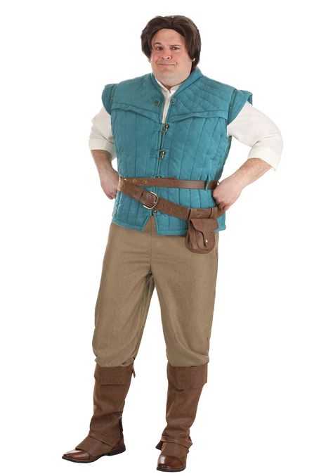 PRICES MAY VARY. Size: 2X COSTUME INCLUDES: This Plus Size Flynn Rider Costume from Disney's Tangled includes a shirt, a vest, pants, 2 belts, a pouch, and a pair of shoe covers. FROM FUN COSTUMES: We're Halloween costume experts and we're very excited to team up with Disney to make outfits from their most celebrated animated features. Fans of Disney's Tangled can roleplay and recreate their favorite movie moments with this Flynn adult costume. AUTHENTIC DESIGN: We designed this men's Tangled co Flynn Rider Costume, Tangled Flynn Rider, Tangled Flynn, Tangled Costume, Signature Outfit, Villain Dresses, Plus Size Male, Make Outfits, Plus Size Costume