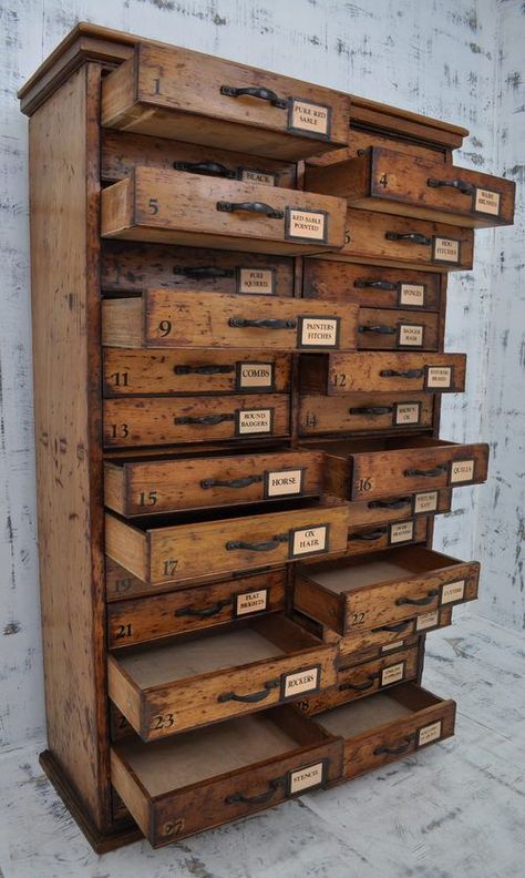 Tall Multi Drawer Pine Chest C1900 - Antiques Atlas                                                                                                                                                                                 More White Furniture Living Room, Pine Chests, Vintage Drawers, Vintage Cabinet, Vintage Storage, Drawer Unit, Antiques For Sale, Antique Map, Industrial Furniture