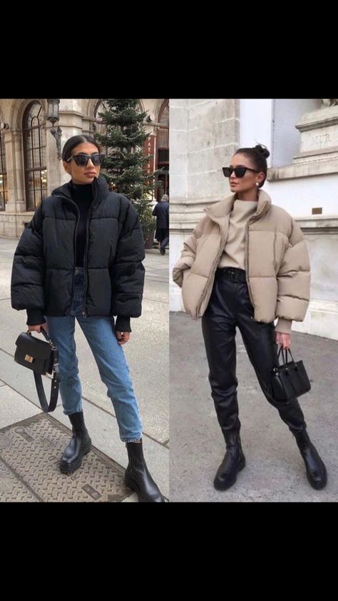 Down Jacket Outfit Winter, Street Style Winter 2024, Puffer Jacket Outfit Aesthetic, Women Puffer Jacket, Best Puffer Jacket, Smart Casual Women Outfits, Cold Outfit, Puffer Jacket Outfit, Smart Casual Women