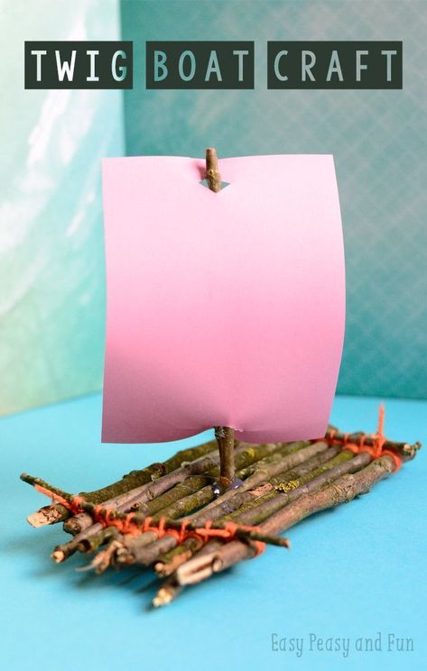 Twig Boat Craft - Fun nature craft for kids to make #campingcrafts Boat Craft, Twig Crafts, Forest School Activities, Boat Crafts, Tree Study, Craft Easy, Paper Boat, Crafts For Boys, Crafts For Kids To Make