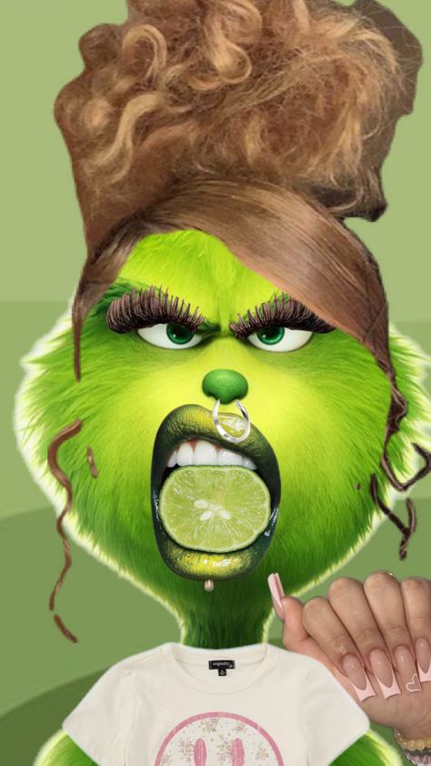 Wierd Wallpapers Funny, Crazy Funny Pictures Aesthetic, Baddie Grinch, Slay Shrek, Grinch Meme, Baddie Shrek, Preppy Characters, Preppy Grinch, Girl Grinch