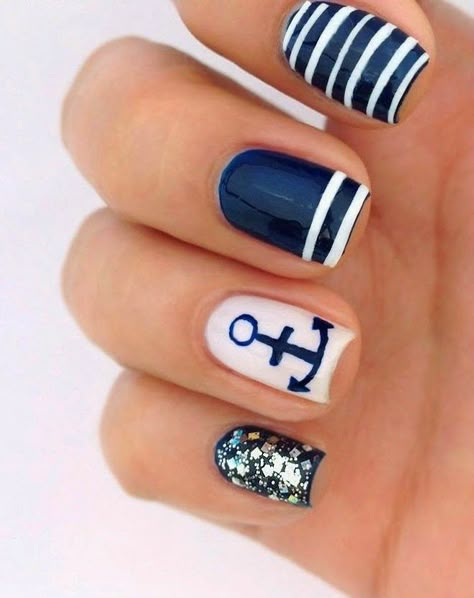 Summer Nail Designs 2014 First Show for more findings pls visit www.pinterest.com/escherpescarves/ Anchor Nail Designs, Nautical Nail Designs, Anchor Nail Art, Nail Designs 2014, Nautical Nail Art, Cruise Nails, Nautical Nails, Her Nails, White Nail Designs