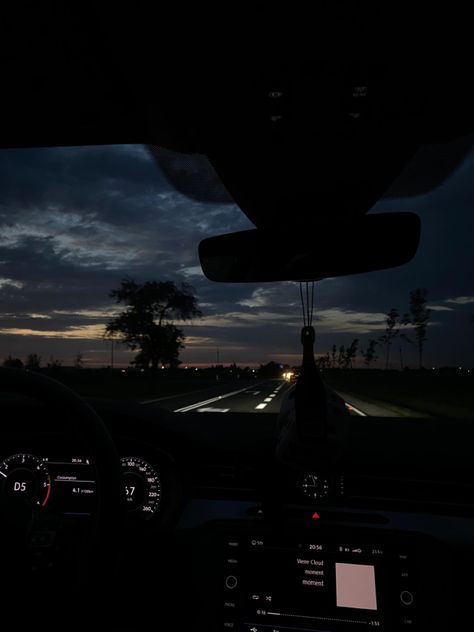 Inside A Car Front Seat View Night, Night Drive Aesthetic, Buzzcut Season, Sky Car, Car View, Night Drives, Late Night Drives, Dark Nature Aesthetic, Night Scenery