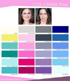 Cool Summer Color Palette, Color Analysis Summer, Summer Skin Tone, Cool Summer Palette, Summer Color Palettes, Soft Summer Color Palette, Soft Summer Colors, Winter Color Palette, Winter Typ