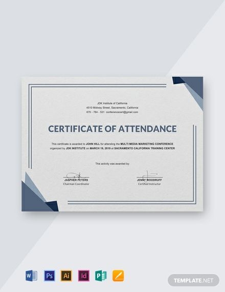 Conference Participation Certificate Template (16) - TEMPLATES EXAMPLE | TEMPLATES EXAMPLE Certificate Of Attendance Template, Perfect Attendance Certificate, Attendance Certificate, Certificate Of Participation Template, Blank Certificate Template, John Hill, Graduation Certificate, Perfect Attendance, Free Certificate Templates