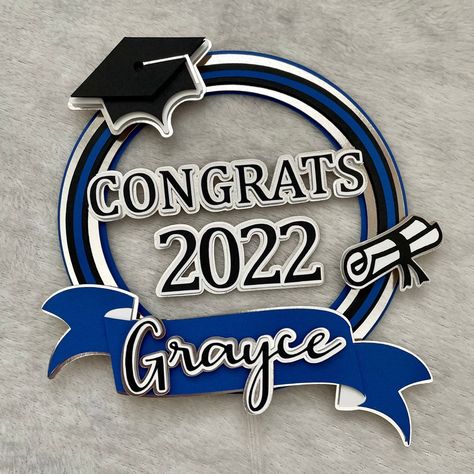 A Beautiful Personalized Cake Topper that will give a special touch to your Graduation celebration!! This is a one side cake topper. Attached is a clear stick. Color may differ due to deafferents screens. Please leave a note in the personalization box with the name you want on the cake topper. SIZE 6,5 inches Approximately. Also Available: CUSTOM GRADUATION BANNER https://www.etsy.com/listing/1211452522/custom-graduation-banner-class-of-2022?click_key=b88cb97e59d8280200ce59904738393d0e42734a%3A Retro Party Decorations, Firetruck Cake, Graduation Cake Topper, Graduation College, 3d Cake Toppers, Graduation Cake Toppers, Graduation Party Planning, Neon Birthday, Firetruck Birthday