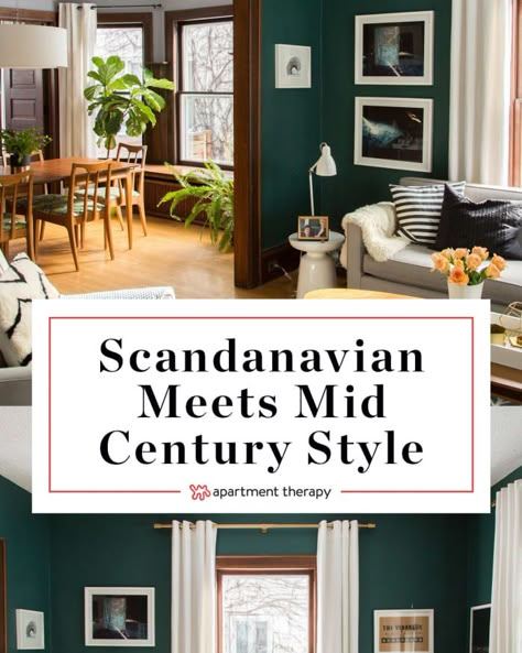 House Tour: Chill Scandinavian Meets Mid-Century Style | Apartment Therapy 1920 Modern Interior, Id Century Modern Living Room, Mid Century Modern And Scandinavian, Swedish Mid Century Modern, Mid Century Meets Scandinavian, Clean Mid Century Modern Living Room, Mis Century Living Room Decor, Living Room Inspiration Vintage Modern, Mid Century Modern Scandinavian Interior