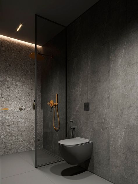 Trending Bathroom Colors, Grey Apartment, Minimal Bathroom, Simple Bathroom Designs, Modern Small Bathrooms, Luxury Master Bathrooms, Dark Bathrooms, Washroom Design, Bathroom Color