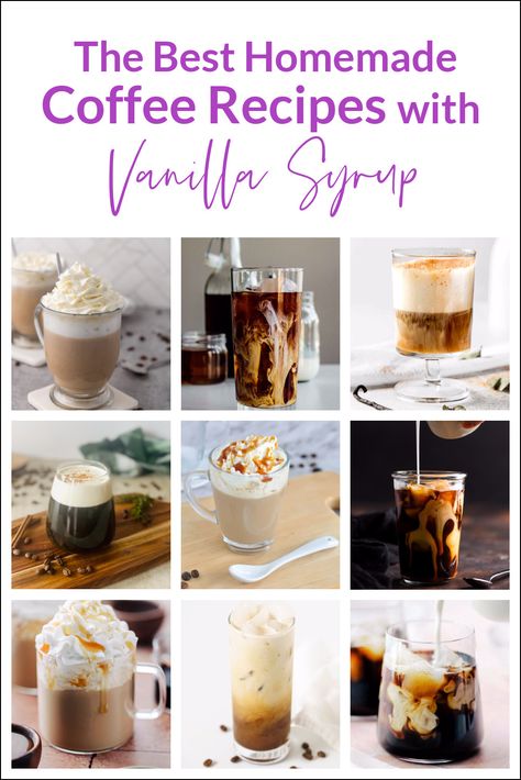 These homemade coffee recipes with vanilla syrup allow you to be your own barista. Homemade coffees are a fraction of the cost of those big chain coffee spots. With just a few simple ingredients you can make your own cold brew coffee with a subtle vanilla flavor right in your own home. Vanilla Syrup Coffee Recipes, Coffee Recipes With Vanilla Syrup, Coffee With Syrup Recipes, Vanilla Syrup Recipe Coffee, Coffee With Vanilla Syrup, How To Make Vanilla Syrup For Coffee, Home Made Vanilla Syrup For Coffee, Vanilla Bean Syrup For Coffee, Speciality Coffee Recipes