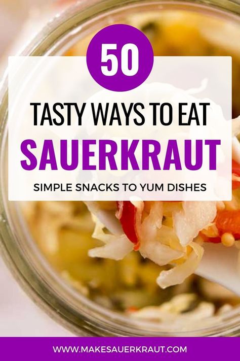 From salads to sandwiches, we've got the scoop on simple and tasty ways to eat sauerkraut. Check out the blog post to learn more! Uses For Sauerkraut, Ways To Eat Sauerkraut, Sauerkraut Meals, Raw Sauerkraut, Simple Snacks, Fermented Cabbage, Sauerkraut Recipes, Savory Dishes, No Cooking