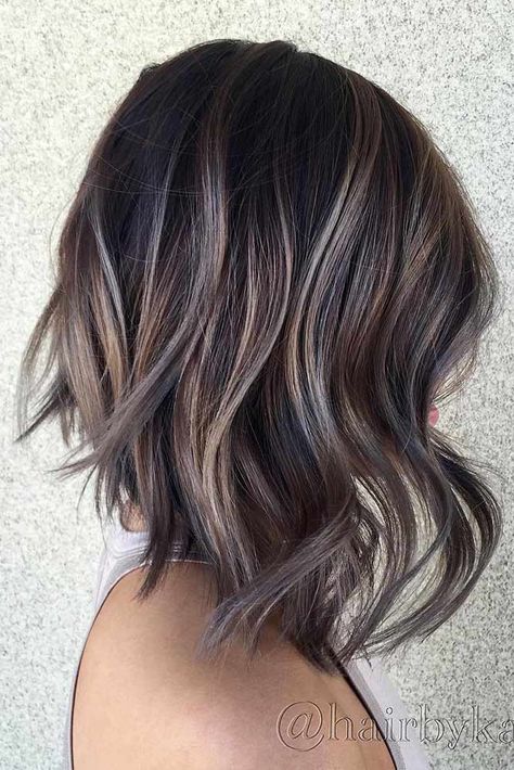 On-Trend Highlights for Short Hair ★ See more: http://lovehairstyles.com/trend-highlights-for-short-hair/ Ash Brown Balayage, Ash Brown Hair Color, Rambut Brunette, Short Hair Highlights, Balayage Bob, Ash Brown Hair, Black Hair With Highlights, Brown Balayage, Ash Brown