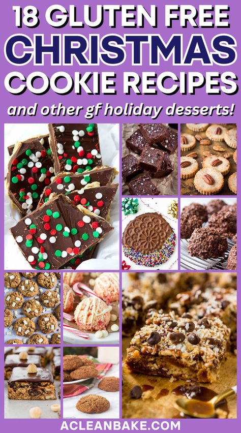 If you're looking for the ultimate roundup of EASY gluten free holiday cookies and Christmas desserts, this is for you! This list of gluten free Christmas cookies (plus a few holiday-friendly cookie-alternatives aka easy gluten free Christmas desserts) will please everyone on your list! From classics to surprise new favorites, they are all quick and easy to whip up and pure joy to devour! Gluten Free Cookie Exchange Recipes, Easy Christmas Treats Gluten Free, Egg Free Christmas Desserts, Christmas Cookies Freezable, Gluten Free Holiday Cookie Recipes, Gf Cookies Christmas, Gluten Free Christmas Treats Easy, Gf Christmas Baking, Christmas Dessert Gluten Free