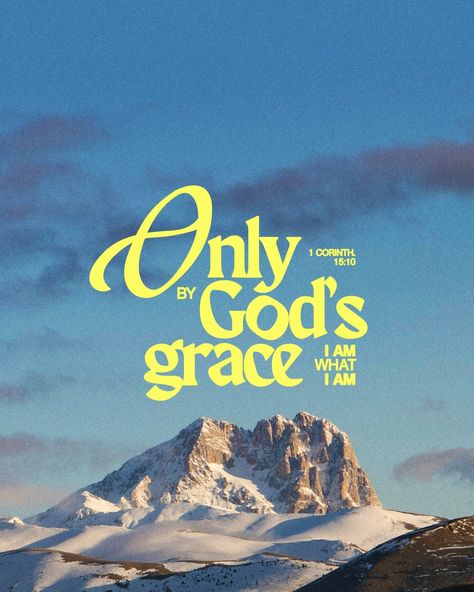 // ONLY BY GOD'S GRACE A reminder to give thanks and the glory back to God for all the things we have right now. It is as the apostle Paul says in his epistle... 1 Corinthians 15:10 KJV "But by the grace of God I am what I am: and his grace which was bestowed upon me was not in vain; but I laboured more abundantly than they all: yet not I, but the grace of God which was with me." #photoshop #crtvchurch #graphicdesign #churchmedia #churchgraphics #pcmchallenge #design #churchdesign #jesus #... God Graphic Design, Christian Poster Design, Church Poster Ideas, Saved By His Grace, Bible Verse Typography, Jesus Graphic, The Apostle Paul, Christian Graphic Design, By The Grace Of God