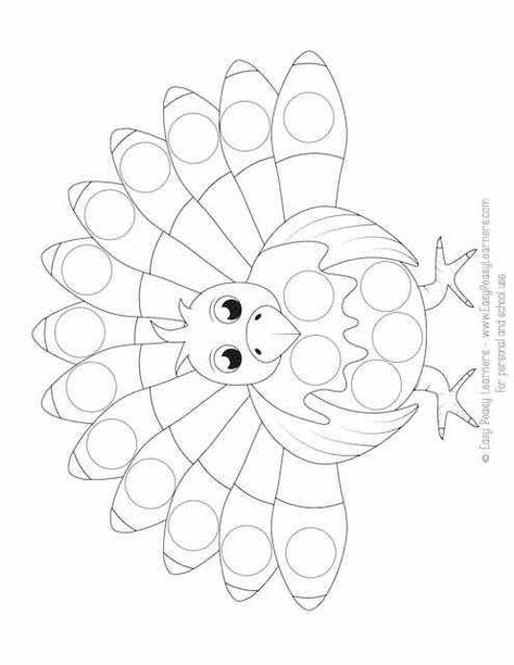 Free Turkey Do a Dot Printables - Easy Peasy Learners Thanksgiving Do A Dot Printables Free, Turkey Dot Marker Printable, Thanksgiving Dot Marker Printables, Sticker Dot Printables, Free Turkey Printables, Free Dot Painting Printable, Thanksgiving Worksheets Preschool, Turkey Crafts Preschool, Dot Activities