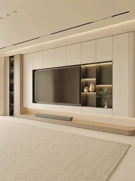 Minimalist Tv Wall Design Living Rooms, Warm Home Aesthetic, Ruang Tv, Modern Tv Room, Tv Unit Furniture Design, Feature Wall Living Room, Tv Cabinet Design, Modern Tv Units, Interior Design Your Home