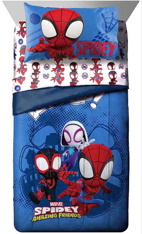 Spiderman Bed, Full Size Bed Sets, Kids Sheet Sets, Queen Size Bed Sets, Spidey And His Amazing Friends, Kids Sheets, Toddler Bed Set, Full Bedding Sets, Man Room