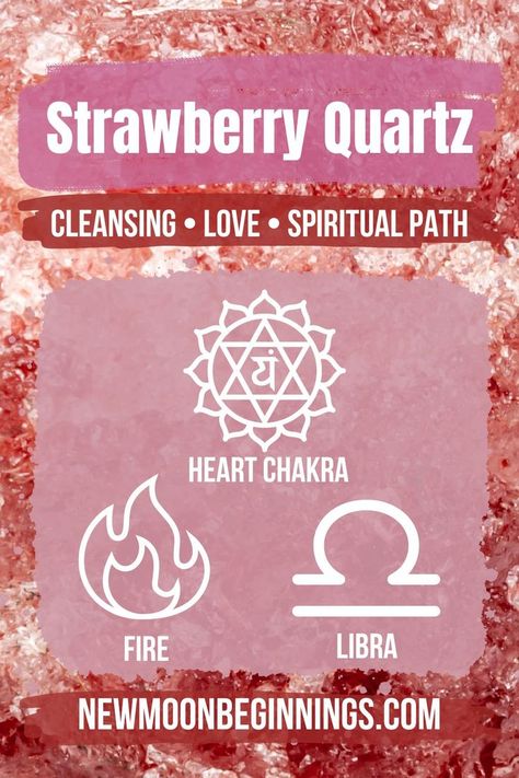 Shop Strawberry Quartz on our website at newmoonbeginnings.com Strawberry Spiritual Meaning, Strawberry Quartz Meaning, Crystal Magick, Book Of Knowledge, Quartz Meaning, Love And Understanding, Love Spiritual, Natural Philosophy, Spiritual Crystals