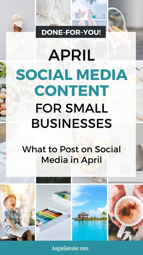 Inside this post, you'll discover what content to post on social media in April. You'll learn 5 ways to get more engagement and how to quickly and easily create content for the entire month. #socialmediamarketing #contentcreation #marketingtips #angiegensler April Content Ideas, Social Media Content For Business, Best Time To Post On Social Media, Types Of Content For Social Media, Content Pillars Social Media, Social Media Content Ideas, Social Media Post Ideas, Breastmilk Jewelry, Create Content