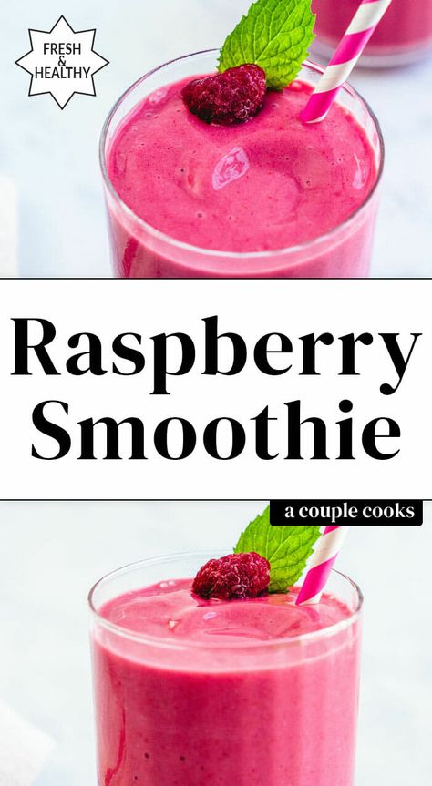 Here's how to make the perfect raspberry smoothie! It's got the best sweet tart flavor, frosty texture, and vibrant color. #raspberry #raspberrysmoothie #smoothie #smoothierecipe #raspberryrecipe How To Make A Raspberry Smoothie, Smoothie Inspiration, Raspberry Smoothie Recipes, Comidas Fit, Blueberry Banana Smoothie, Raspberry Yogurt, Smoothie Recipes Healthy Breakfast, Peanut Butter Smoothie, Vitamix Recipes