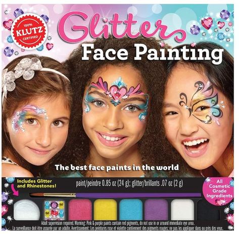 Klutz Glitter Face Painting Glitter Face Painting, Glitter Face Paint, Face Paint Set, Cool Face Paint, Professional Face Paint, Face Paint Kit, Painting Skills, Cosmetic Grade Glitter, Face Painting Easy