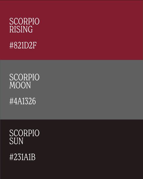 ✨ Here we are with part 2 of the colours of the zodiac ✨ If you've ever wondered what colours truly represent your celestial personality, I've got the cosmic hues that match your vibe sorted 💁🏻‍♀️ From the soft pastels of Libra to the saucy deep hues of Scorpio, swipe to see what colours resonate with your sun, moon, and rising signs. Follow @gemini.creativestudio for more colour fun. If you're loving our colour palettes, click the link in the bio to download over 550 colours for FREE. Scorpio Colour Palette, Scorpio Color, Colour Moodboard, Color Palets, Colorful Aura, Colour Pallettes, Sun Moon And Rising, Rising Signs, Colours That Go Together