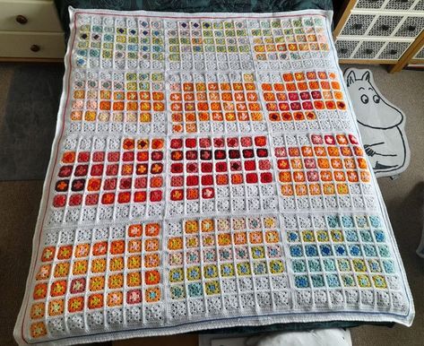 Temperature/ Weather Blanket! | I've finally finished my temperature blanket for 2022 | Facebook Temperature Blanket Crochet, Weather Blanket, Temperature Blanket, Crochet Design Pattern, Granny Square Crochet Pattern, My Man, Blanket Crochet, Granny Squares, Crochet Blanket Patterns