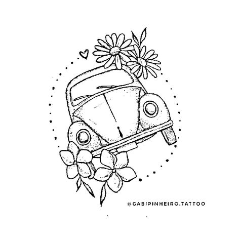 Car And Flower Tattoo, Punch Buggy Tattoo, Stitch Toothless, Characters From Movies, Beetle Tattoo, Bug Tattoo, Sticker Design Inspiration, Leather Tooling Patterns, Tooling Patterns