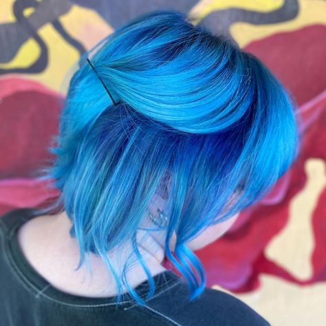 Short Blue Hair Pixie, Blue Shadow Root, Blue Balayage Hair, Hair Color Ideas Highlights, Blue Hair Color Ideas, Pixie Hair Color, Bright Blue Hair, Short Blue Hair, Blue Hair Color