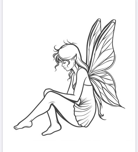 Fairy Figure Drawing, Fairy Sitting Drawing, Fairy Sitting On Mushroom, Drawing Fairies, Fairy Sketch, Fairy Collection, Fairy Sitting, Forest Drawing, Fairy Drawings