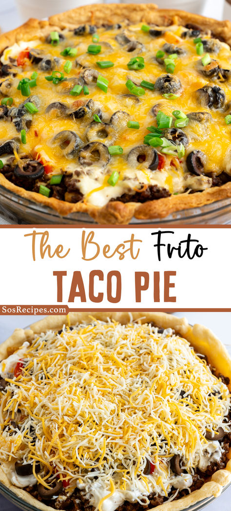 Nothing says TexMex like a taco pie! It’s the perfect marriage between Mexican and American cuisines. Taco Dinner Ideas Ground Beef, Taco Leftovers Ideas, Taco Inspired Recipes, Frito Taco Pie, Taco Tuesday Ideas, Leftover Taco Meat Recipes, Mexican Pie, Texmex Recipes, Pie Recipe Easy