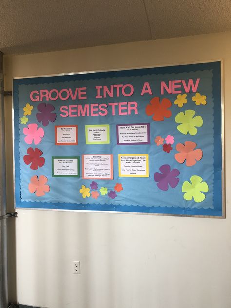 70s themed welcome back bulletin board Residence Life Bulletin Boards, Dorm Bulletin Boards, Res Life Bulletin Boards, Resident Assistant Bulletin Boards, Door Decorations College, October Bulletin Boards, November Bulletin Boards, Dorm Themes, Welcome Bulletin Boards