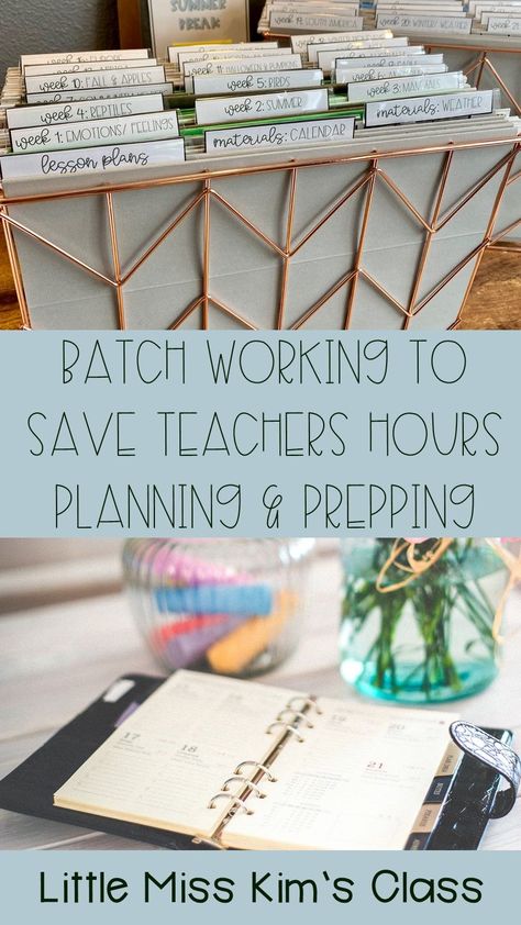 Tips for teachers to use batching to reduce the amount of time spend planning and prepping materials! Homeschool Teacher Organization, Lesson Plan Organization Ideas, Batch Planning Teacher, Lesson Planning Tips New Teachers, Teacher Whiteboard Ideas, Work Organizer, Teacher Organisation, High School History Classroom, Classroom 2023